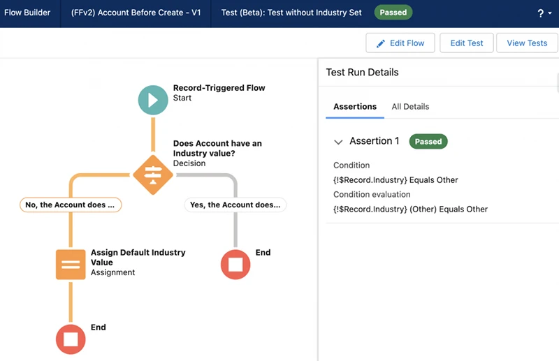 test or debug flows